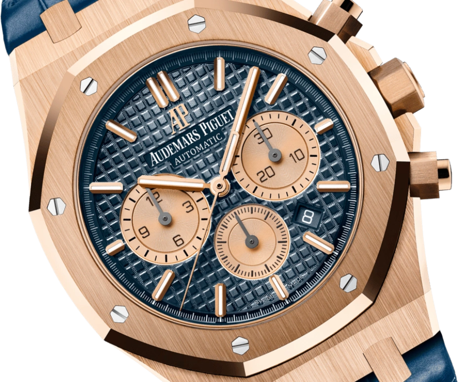 Audemars Piguet,Royal Oak 41mm,41mm,Pink Gold,Blue,Automatic,Chronograph,Day,26331OR,26331OR.OO.D315CR.01
