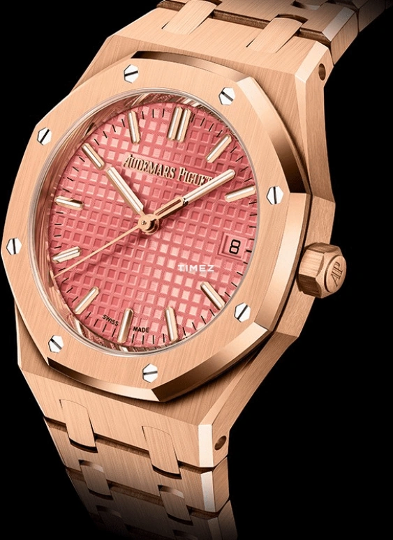Audemars Piguet,Royal Oak 34mm,34mm,Rose Gold,Pink Red,Automatic,Big Date,50hours,77450OR,77450OR.OO.1361OR.01