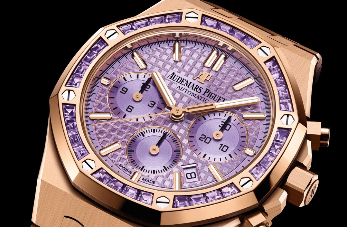 Audemars Piguet,Royal Oak 38mm,38mm,Pink Gold,Purple,Automatic,Chronograph,Day,Jacques Bermon Webster II,sfera ebbasta,Travis Scott,La Flame,26319OR,26319OR.AY.1256OR.01