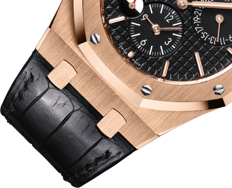 Audemars Piguet,Royal Oak 39mm,39mm,Rose Gold,Black,Automatic,Day,Power Reserve Indicator,Dule Time,Day / Night Indication,38hours,In-house Caliber,26120OR,26120OR.OO.D002CR.01