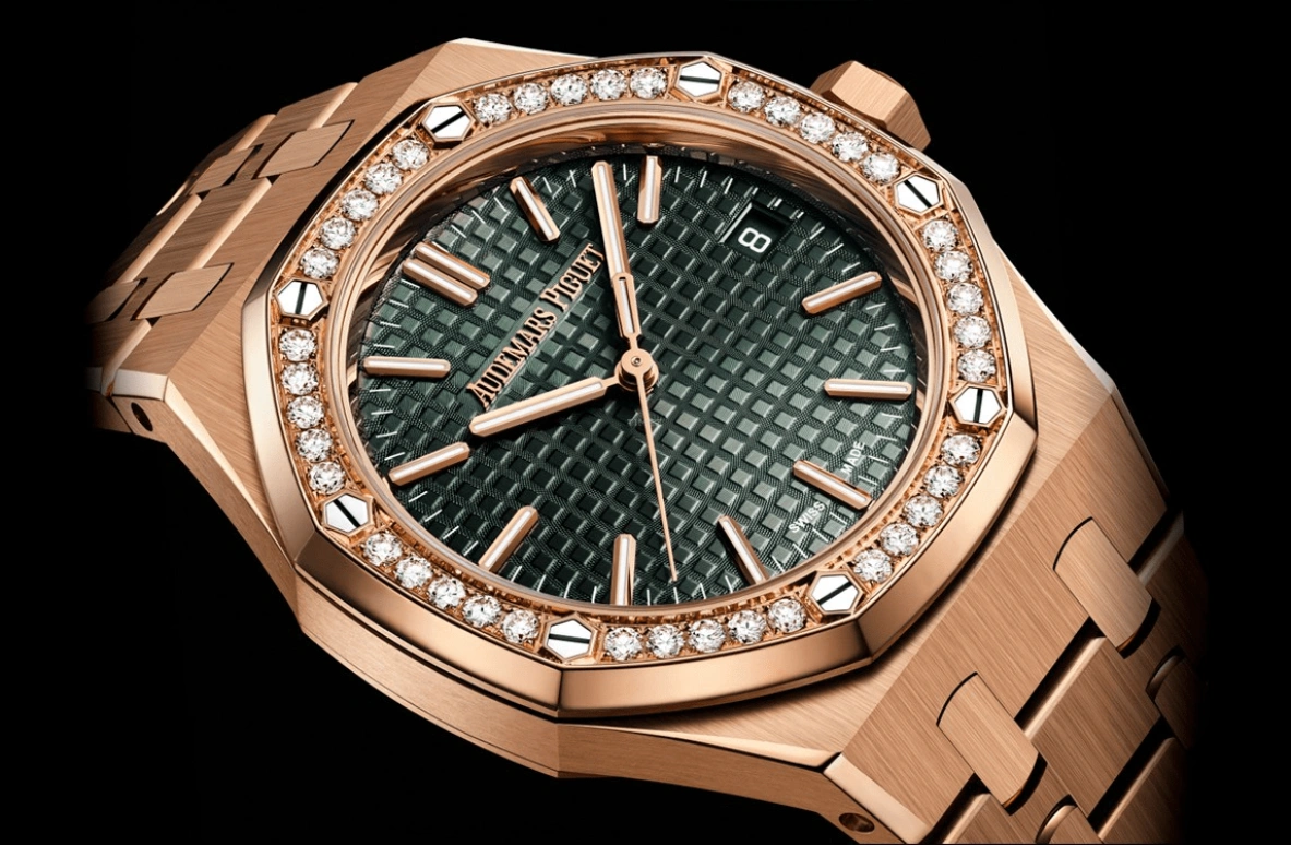 Audemars Piguet,Royal Oak 37mm,37mm,Pink Gold,Green,Automatic,Day,60hours,15551OR,15551OR.ZZ.1356OR.03 50th