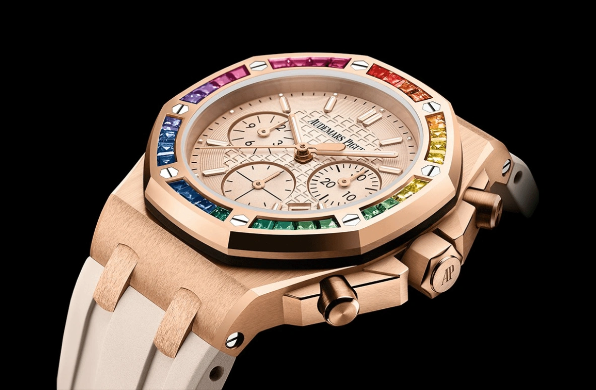 Audemars Piguet,Royal Oak Offshore 37mm,37mm,Pink Gold,Beige,Rose Gold,Automatic,Chronograph,Day,26236OR,26236OR.YY.D085CA.01