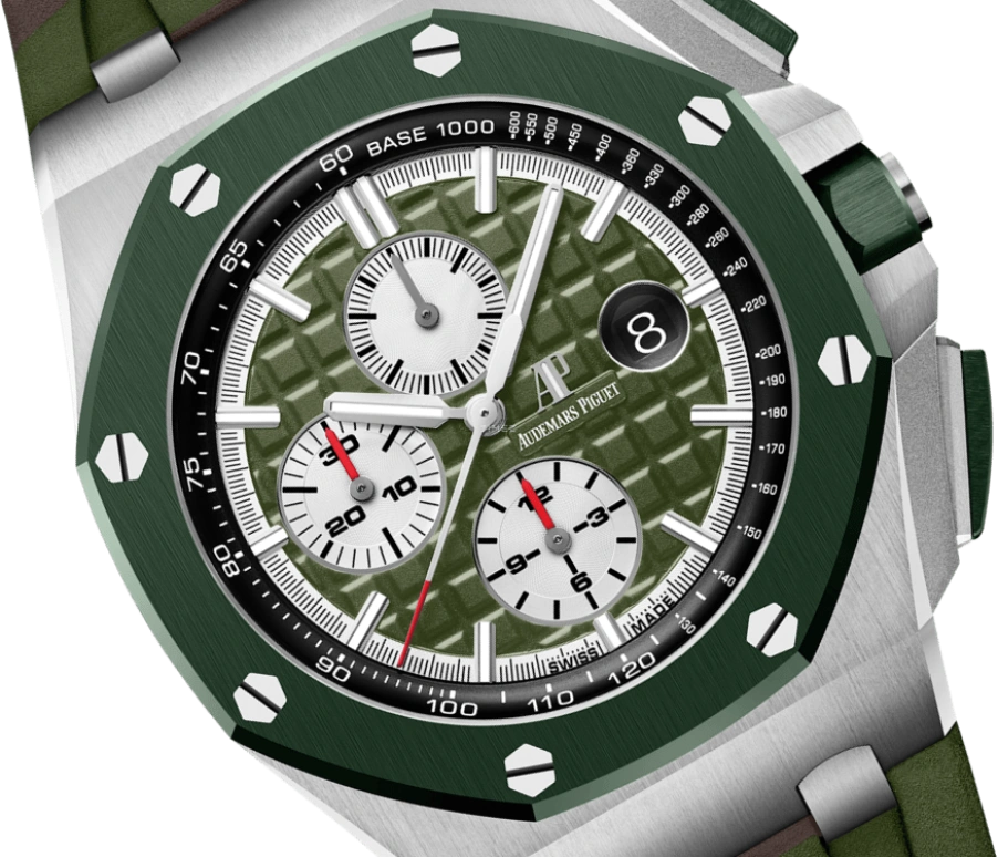 Audemars Piguet,Royal Oak Offshore 44mm,44mm,Ceramic,Stainless Steel,Green,Automatic,Chronograph,Day,Nikola Jokic,26400SO,26400SO.OO.A055CA.01