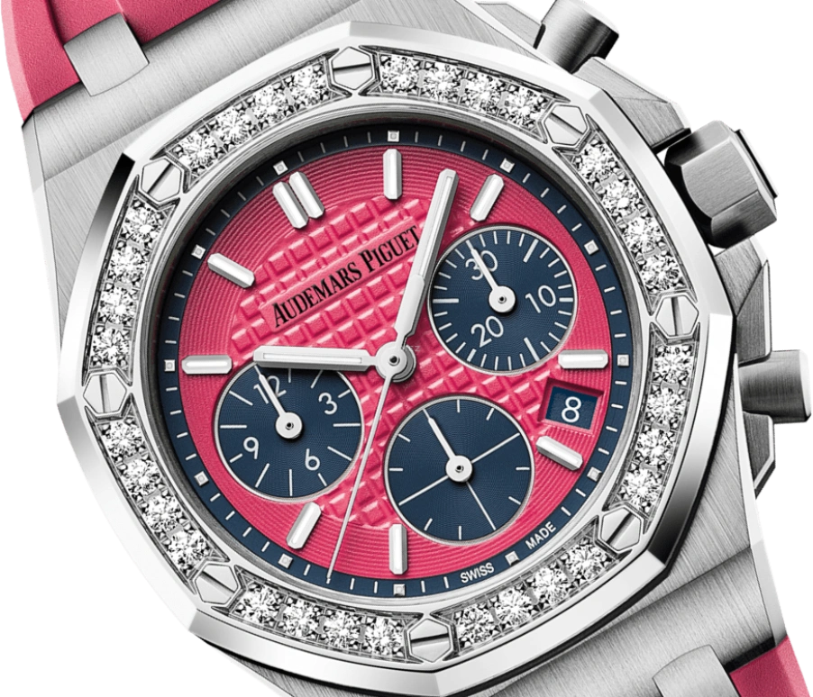 Audemars Piguet,Royal Oak Offshore 37mm,37mm,Stainless Steel,Pink,Automatic,Chronograph,Day,26231ST,26231ST.ZZ.D069CA.01
