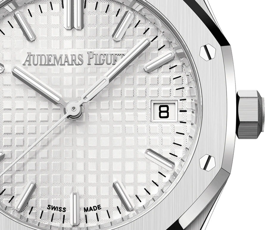 Audemars Piguet,Royal Oak 34mm,34mm,Stainless Steel,Silver,White,Automatic,Day,50hours,77450ST,77450ST.OO.1361ST.01 50th