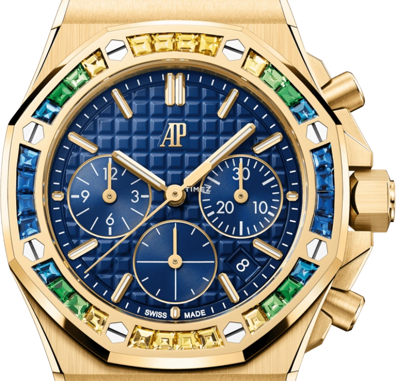 Audemars Piguet,Royal Oak Offshore 37mm,37mm,Yellow Gold,Blue,Automatic,Chronograph,Day,26236BA,26236BA.YY.D346CA.01