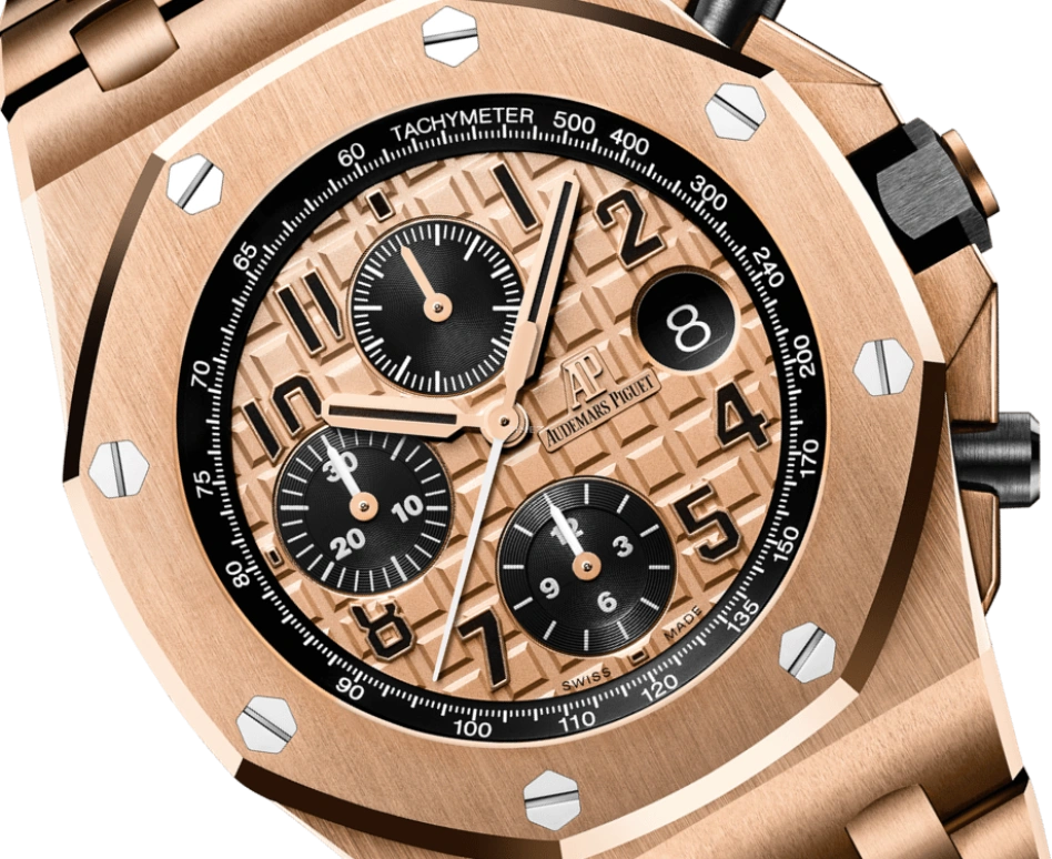 Audemars Piguet,Royal Oak Offshore 42mm,42mm,Pink Gold,Ceramic,Champagne,Automatic,Chronograph,Day,26470OR,26470OR.OO.1000OR.01