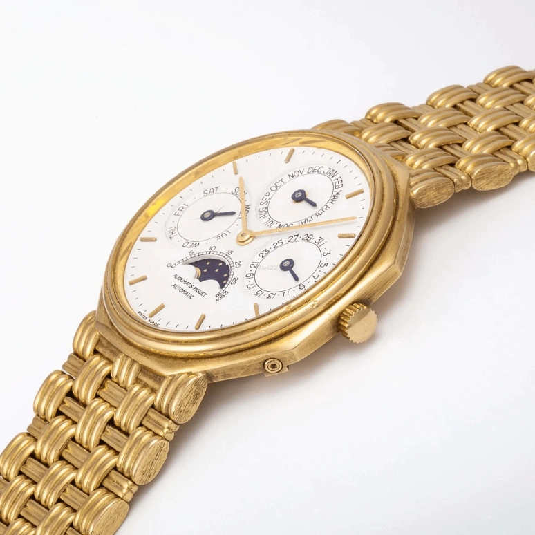 Audemars Piguet,Other 36mm,36mm,Yellow Gold,Silver,White,Automatic,Moonphase,Perpetual Calendar,Month,Date,Sapphire,Octagon,25557BA Silvered
