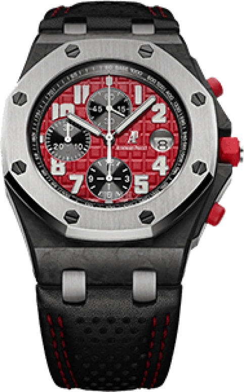 Audemars Piguet,Royal Oak Offshore 42mm,42mm,Carbon,Stainless Steel,Red,Automatic,Chronograph,Day,26190FS,26190FS.OO.D003CU.01