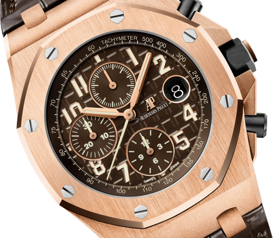 Audemars Piguet,Royal Oak Offshore 42mm,42mm,Pink Gold,Ceramic,Brown,Automatic,Chronograph,Day,26470OR,26470OR.OO.A099CR.01