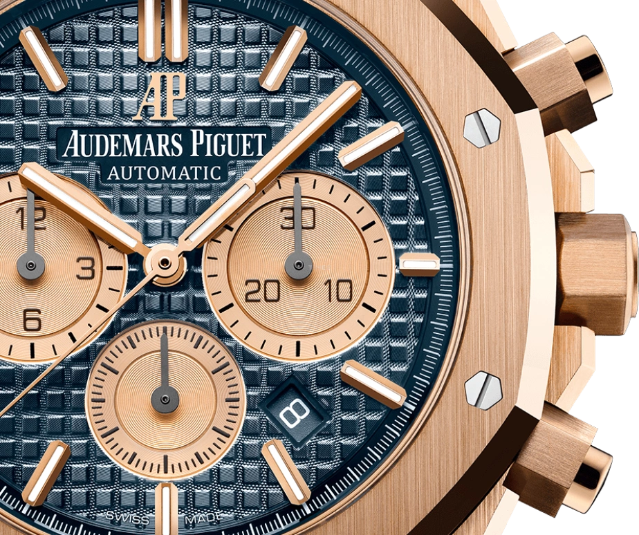 Audemars Piguet,Royal Oak 41mm,41mm,Pink Gold,Blue,Automatic,Chronograph,Day,26331OR,26331OR.OO.D315CR.01