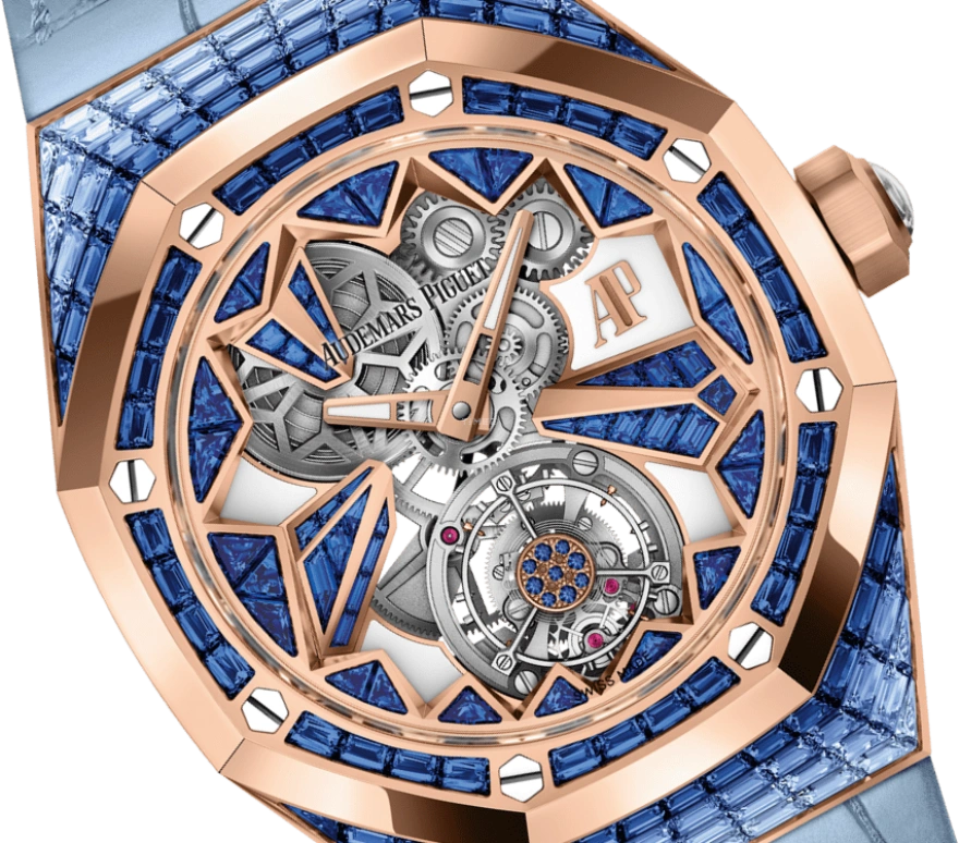 Audemars Piguet,Royal Oak Concept 38.50mm,38.50mm,Pink Gold,Skeleton,Grey,Blue,Handwound,Tourbillon,72hours,26228OR,26228OR.SS.D314CR.01