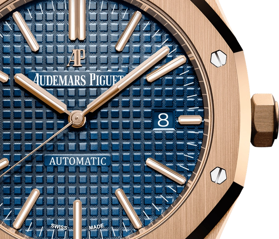 Audemars Piguet,Royal Oak 41mm,41mm,Rose Gold,Blue,Automatic,Day,60hours,15400OR,15400OR.OO.1220OR.03