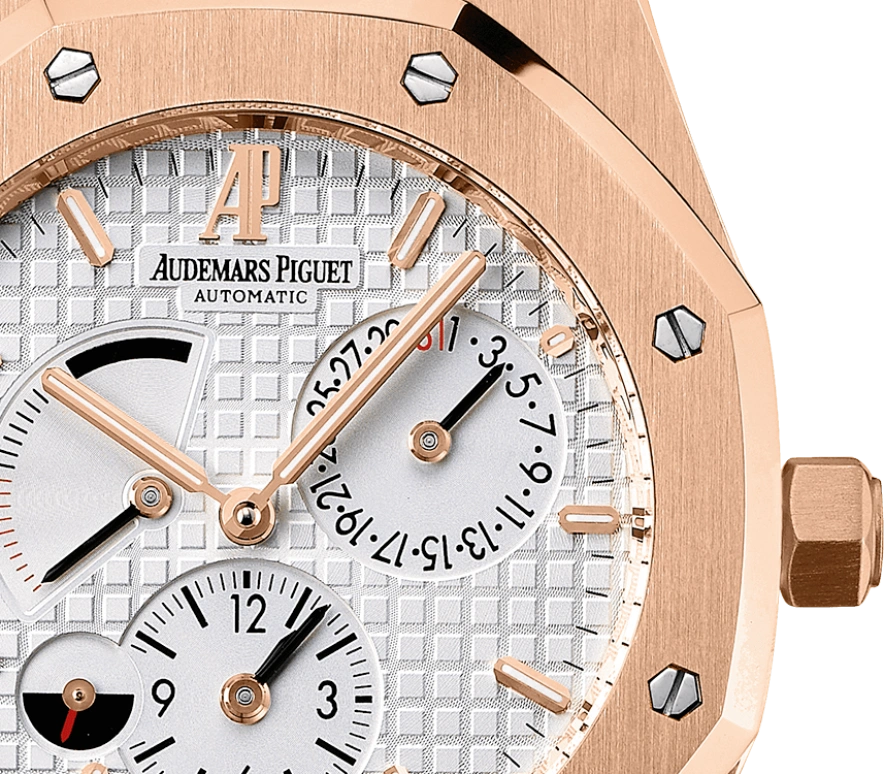 Audemars Piguet,Royal Oak 39mm,39mm,Pink Gold,Silver,White,Automatic,Chronograph,Day,Power Reserve Indicator,Day / Night Indication,38hours,In-house Caliber,26120OR,26120OR.OO.D088CR.01