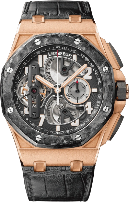 Audemars Piguet,Royal Oak Offshore 44mm,44mm,Pink Gold,Ceramic,Carbon,Black,Handwound,Chronograph,Tourbillon,26288OF,26288OF.OO.D002CR.01