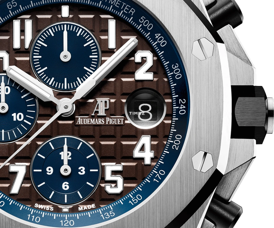 Audemars Piguet,Royal Oak Offshore 42mm,42mm,Stainless Steel,Blue,Chocolate,Automatic,Chronograph,Day,26470ST,26470ST.OO.A099CR.01.A