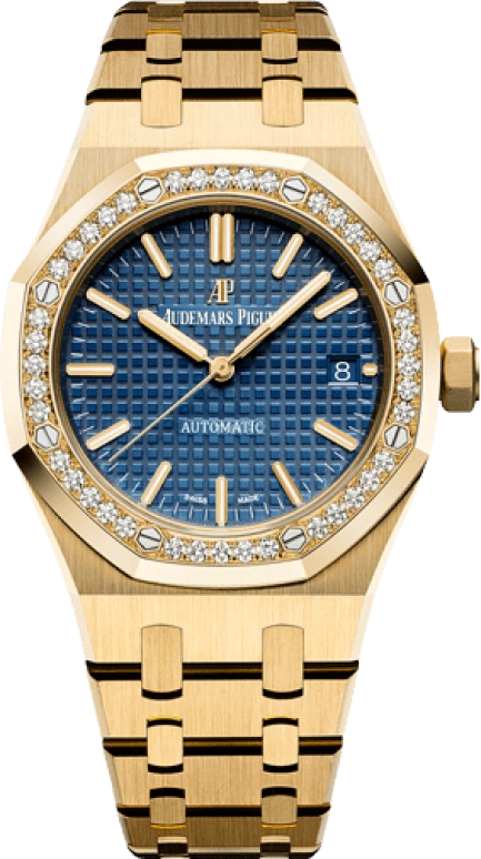 Audemars Piguet,Royal Oak 37mm,37mm,Yellow Gold,Blue,Automatic,Day,60hours,15451BA,15451BA.ZZ.1256BA.01