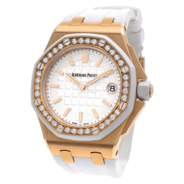 Audemars Piguet,Royal Oak Offshore 37mm,37mm,Rose Gold,White,Silver,Quartz,Day,In-house Caliber,67540OK,67540OK.ZZ.D010CA.01