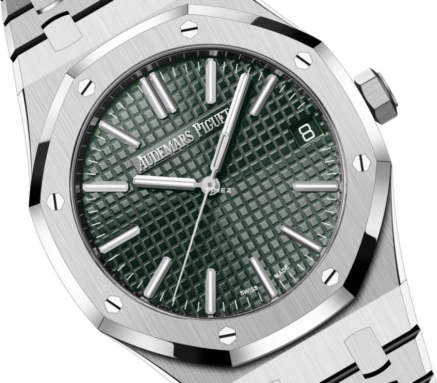 Audemars Piguet,Royal Oak 41mm,41mm,Stainless Steel,Green,Automatic,Day,70hours,15510ST,15510ST.OO.1320ST.09
