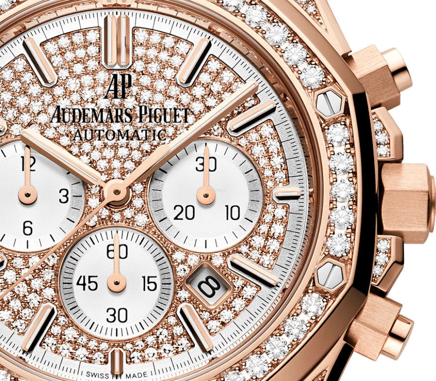 Audemars Piguet,Royal Oak 41mm,41mm,Pink Gold,Rose,Silver,Automatic,Chronograph,Day,26322OR,26322OR.ZZ.1222OR.01