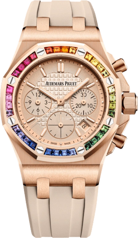 Audemars Piguet,Royal Oak Offshore 37mm,37mm,Pink Gold,Beige,Rose Gold,Automatic,Chronograph,Day,26236OR,26236OR.YY.D085CA.01