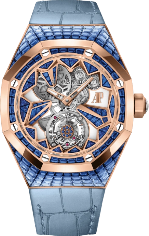 Audemars Piguet,Royal Oak Concept 38.50mm,38.50mm,Pink Gold,Skeleton,Grey,Blue,Handwound,Tourbillon,72hours,26228OR,26228OR.SS.D314CR.01