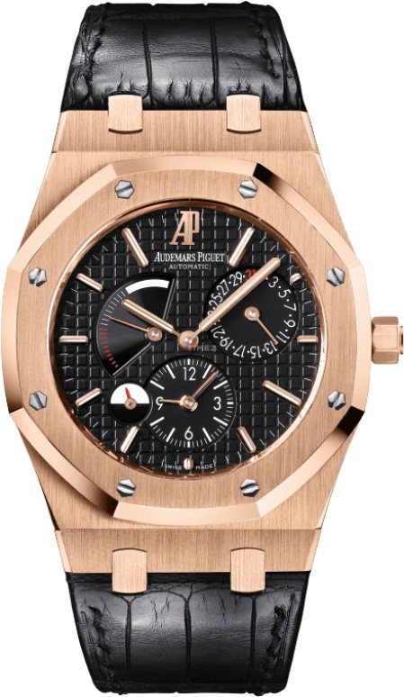 Audemars Piguet,Royal Oak 39mm,39mm,Rose Gold,Black,Automatic,Day,Power Reserve Indicator,Dule Time,Day / Night Indication,38hours,In-house Caliber,26120OR,26120OR.OO.D002CR.01
