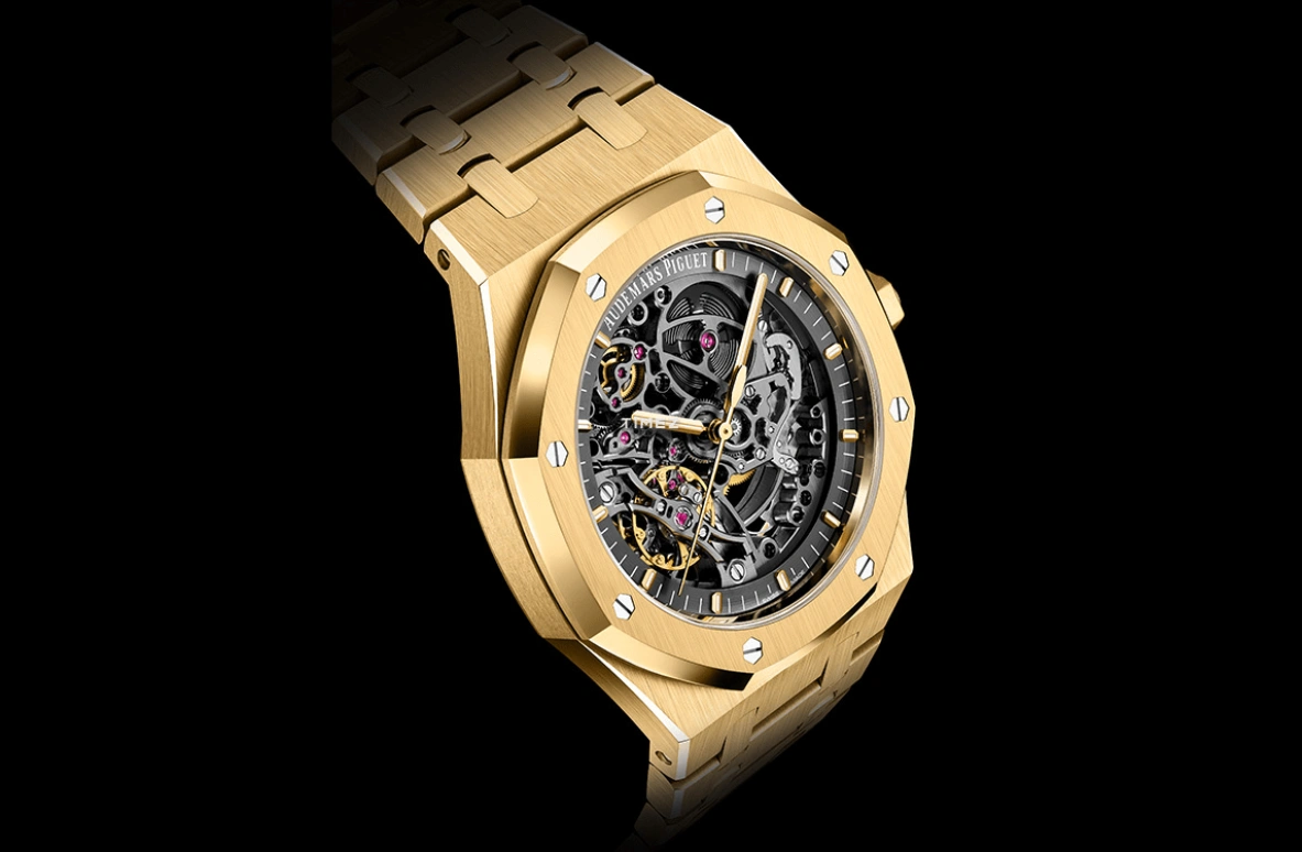 Audemars Piguet,Royal Oak 41mm,41mm,Yellow Gold,Skeleton,Black,Automatic,Double Balance,45hours,Luka Dončić,15407BA,15407BA.OO.1220BA.01