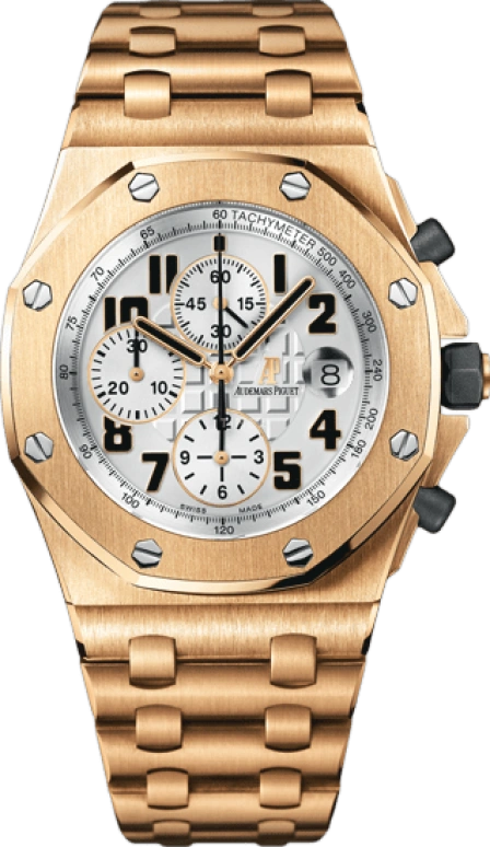 Audemars Piguet,Royal Oak Offshore 42mm,42mm,Pink Gold,Silver,White,Automatic,Chronograph,Day,26170OR,26170OR.OO.1000OR.01