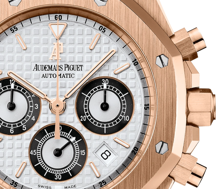 Audemars Piguet,Royal Oak 39mm,39mm,Pink Gold,Silver,White,Black,Automatic,Chronograph,Day,26022OR,26022OR.OO.D098CR.01