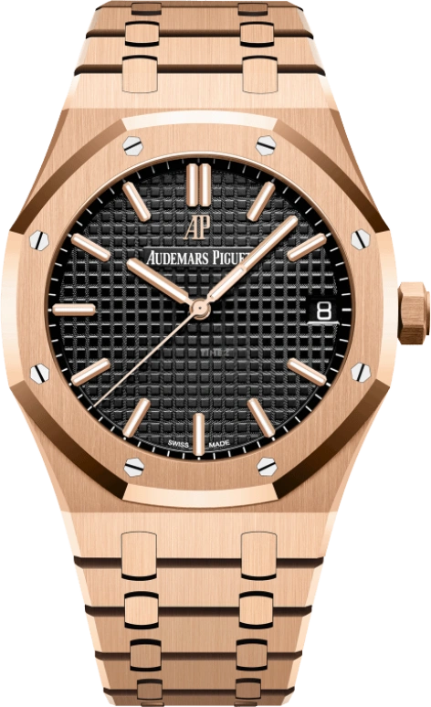 Audemars Piguet,Royal Oak 41mm,41mm,Pink Gold,Black,Automatic,Day,70hours,15500OR,15500OR.OO.1220OR.01