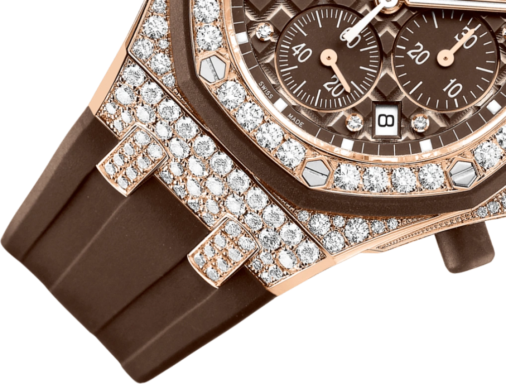 Audemars Piguet,Royal Oak Offshore 37mm,37mm,Pink Gold,Rubber,Brown,Rose,Automatic,Chronograph,Day,26092OK,26092OK.ZZ.D080CA.01
