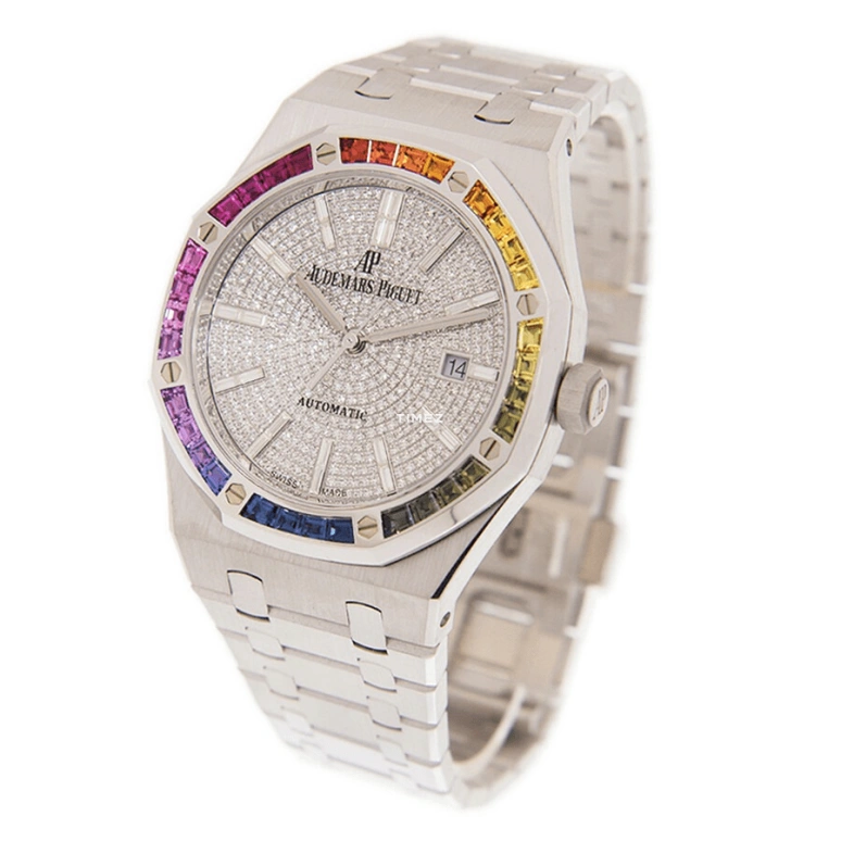 Audemars Piguet,Royal Oak 41mm,41mm,White Gold,Silver,Automatic,Day,Sapphire,Crystal Glass,15413BC,15413BC.YY.1220BC.01