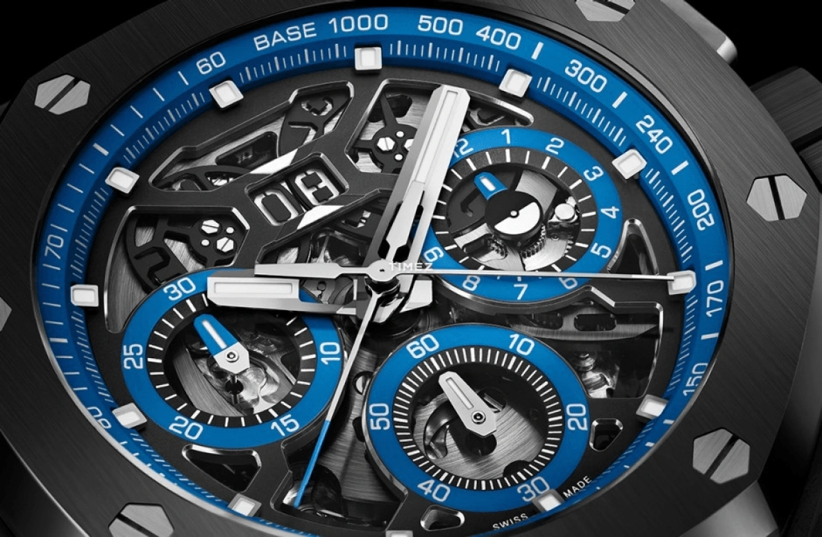 Audemars Piguet,Royal Oak Concept 43mm,43mm,Forged Carbon,Black,Blue,Skeleton,Automatic,Chronograph,Dule Time,Rattrapante,Big Date,70hours,In-house Caliber,26650FO,26650FO.OO.D353CA.01
