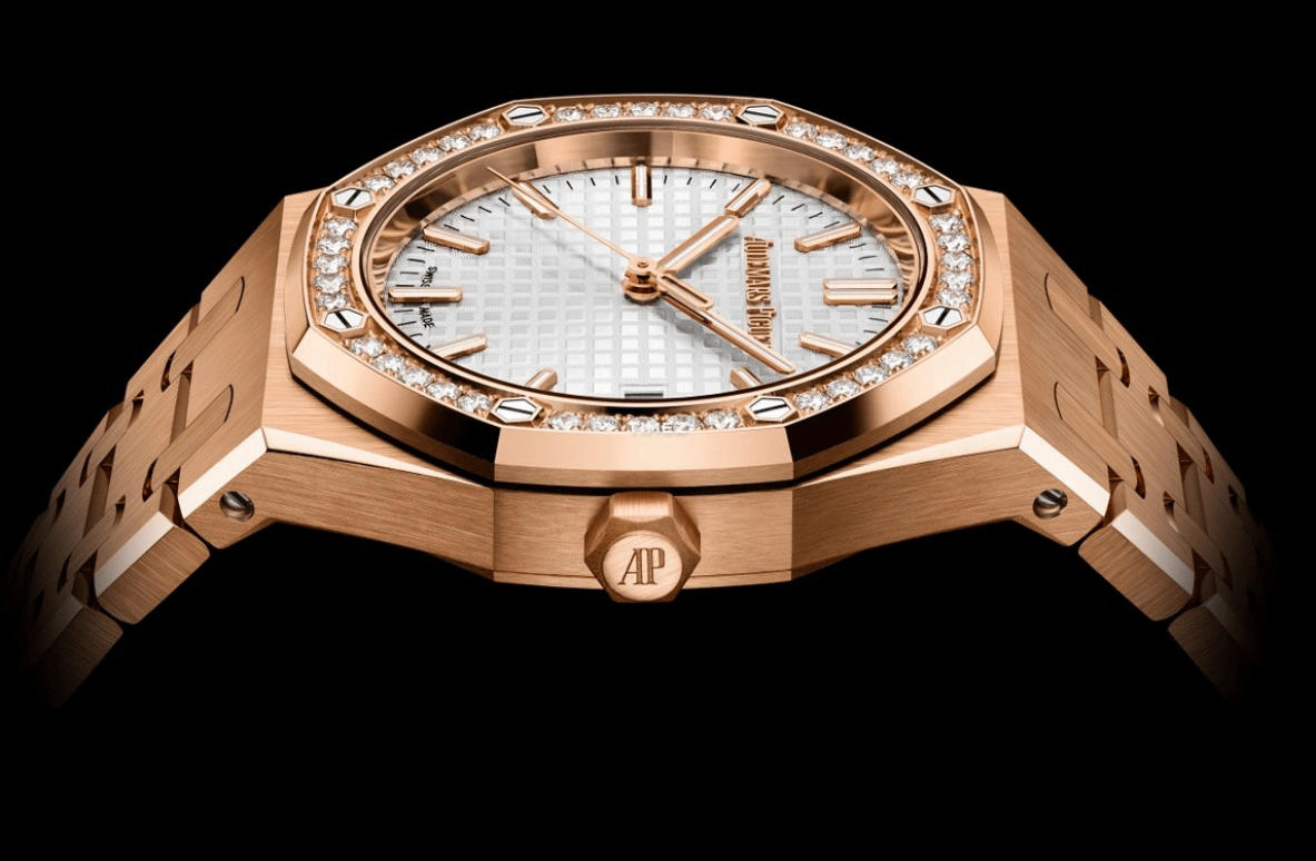 Audemars Piguet,Royal Oak 34mm,34mm,Rose Gold,Silver,White,Automatic,Day,50hours,77451OR,77451OR.ZZ.1361OR.03