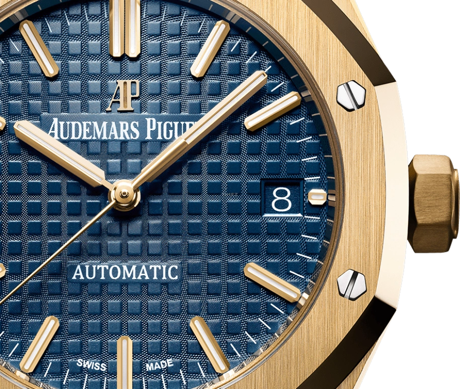 Audemars Piguet,Royal Oak 37mm,37mm,Yellow Gold,Blue,Automatic,Day,60hours,15450BA,15450BA.OO.1256BA.02
