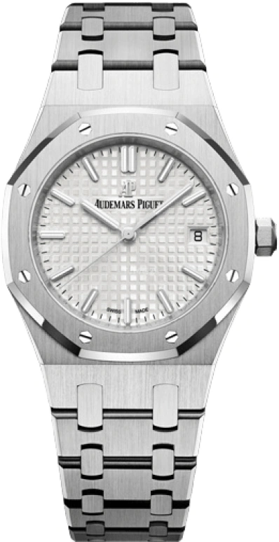 Audemars Piguet,Royal Oak 34mm,34mm,Stainless Steel,Silver,White,Automatic,Day,50hours,77350ST,77350ST.OO.1261ST.01