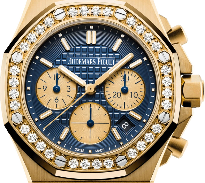 Audemars Piguet,Royal Oak Offshore 37mm,37mm,Yellow Gold,Blue,Automatic,Chronograph,Day,26231BA,26231BA.ZZ.D027CA.01