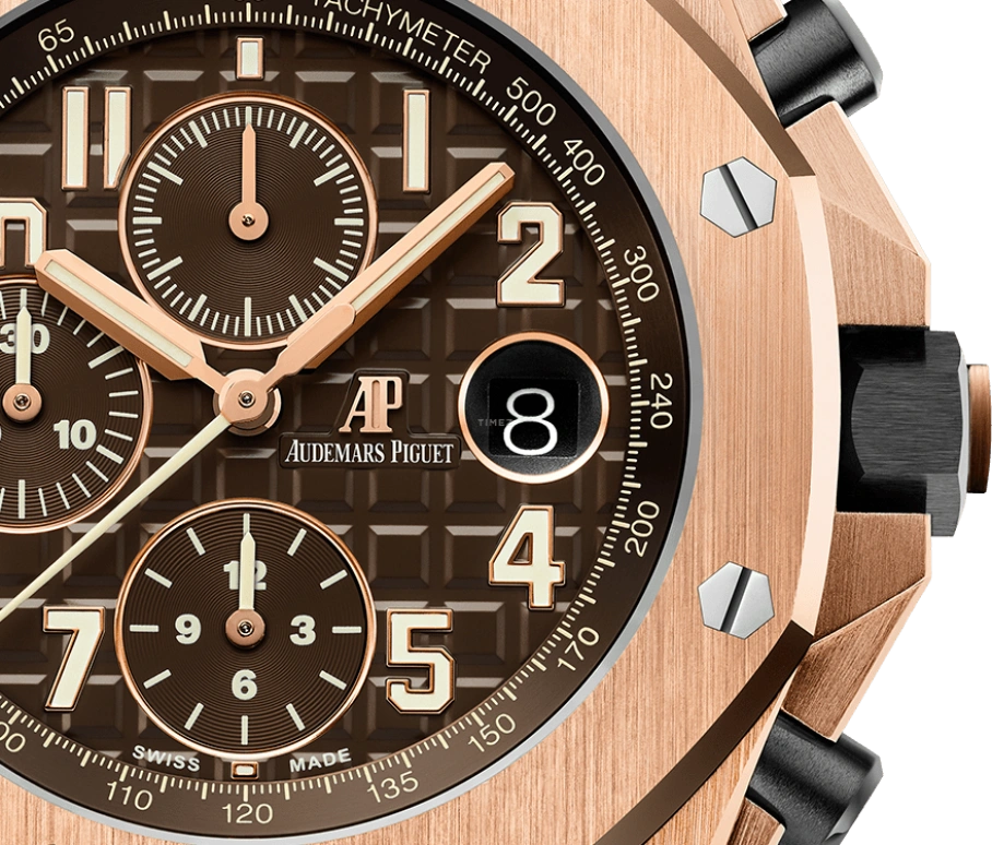 Audemars Piguet,Royal Oak Offshore 42mm,42mm,Pink Gold,Ceramic,Brown,Automatic,Chronograph,Day,26470OR,26470OR.OO.A099CR.01