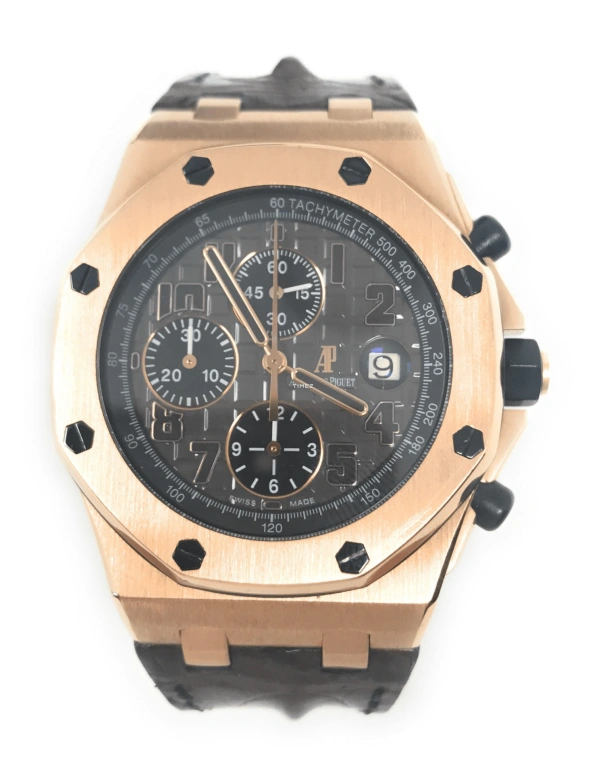 Audemars Piguet,Royal Oak Offshore 42mm,42mm,Rose Gold,Brown,Automatic,Chronograph,Day,26192OR,26192OR.OO.D081CR.01
