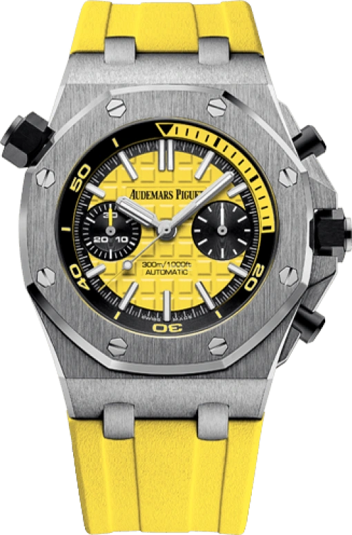 Audemars Piguet,Royal Oak Offshore 42mm,42mm,Stainless Steel,Yellow,Automatic,Chronograph,50hours,26703ST,26703ST.OO.A051CA.01