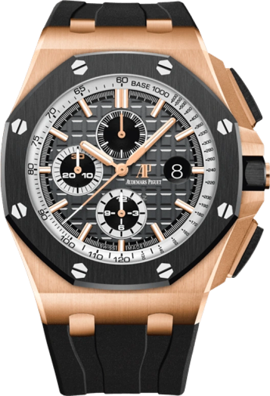 Audemars Piguet,Royal Oak Offshore 44mm,44mm,Pink Gold,Ceramic,Black,Automatic,Chronograph,Day,26416RO,26416RO.OO.A002CA.01