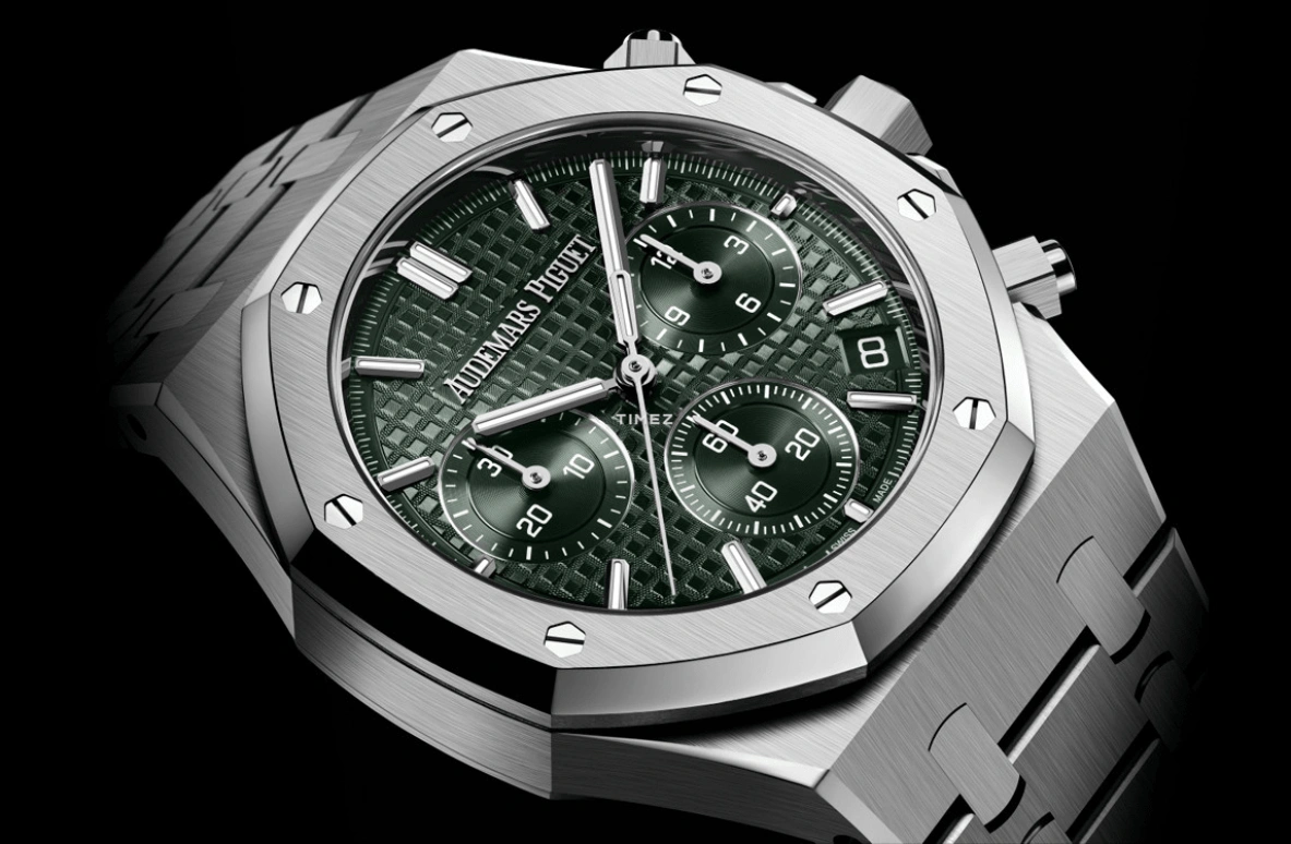 Audemars Piguet,Royal Oak 41mm,41mm,Stainless Steel,Green,Automatic,Chronograph,Day,26240ST,26240ST.OO.1320ST.08