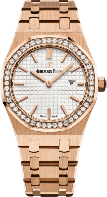 Audemars Piguet,Royal Oak 33mm,33mm,Pink Gold,Silver,White,Silver White,Quartz,Day,In-house Caliber,67651OR,67651OR.ZZ.1261OR.01