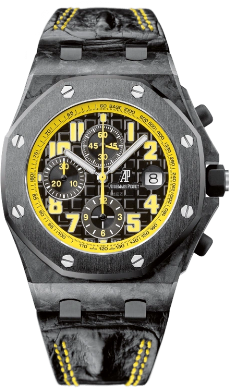 Audemars Piguet,Royal Oak Offshore 42mm,42mm,Titanium,Ceramic,Carbon,Black,Yellow,Automatic,Chronograph,Day,26176FO,26176FO.OO.D101CR.02