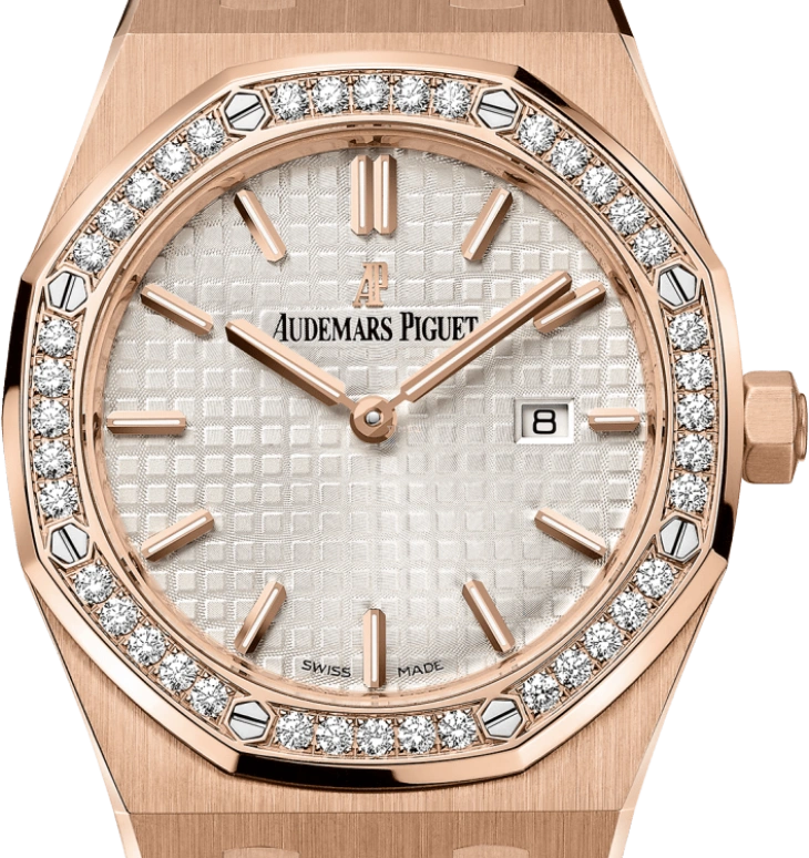 Audemars Piguet,Royal Oak 33mm,33mm,Pink Gold,Silver,White,Quartz,Day,In-house Caliber,67651OR,67651OR.ZZ.D010CA.01