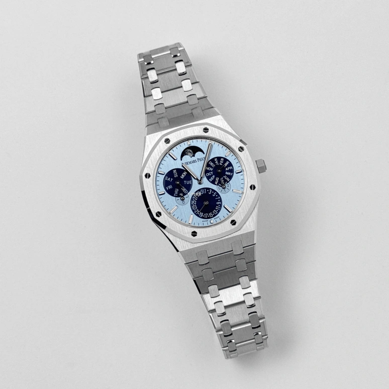 Audemars Piguet,Royal Oak 41mm,41mm,White Gold,Blue,Automatic,Moonphase,Perpetual Calendar,Leap Year,Month,40hours,In-house Caliber,26586BC,26586BC.OO.1240.BC.99