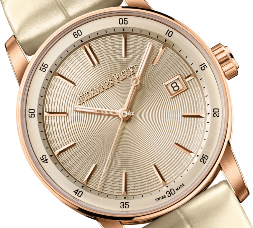 Audemars Piguet,CODE 11.59 38mm,38mm,Pink Gold,Cream,Automatic,Day,Sapphire,Crystal Glass,77410OR,77410OR.OO.A825CR.01