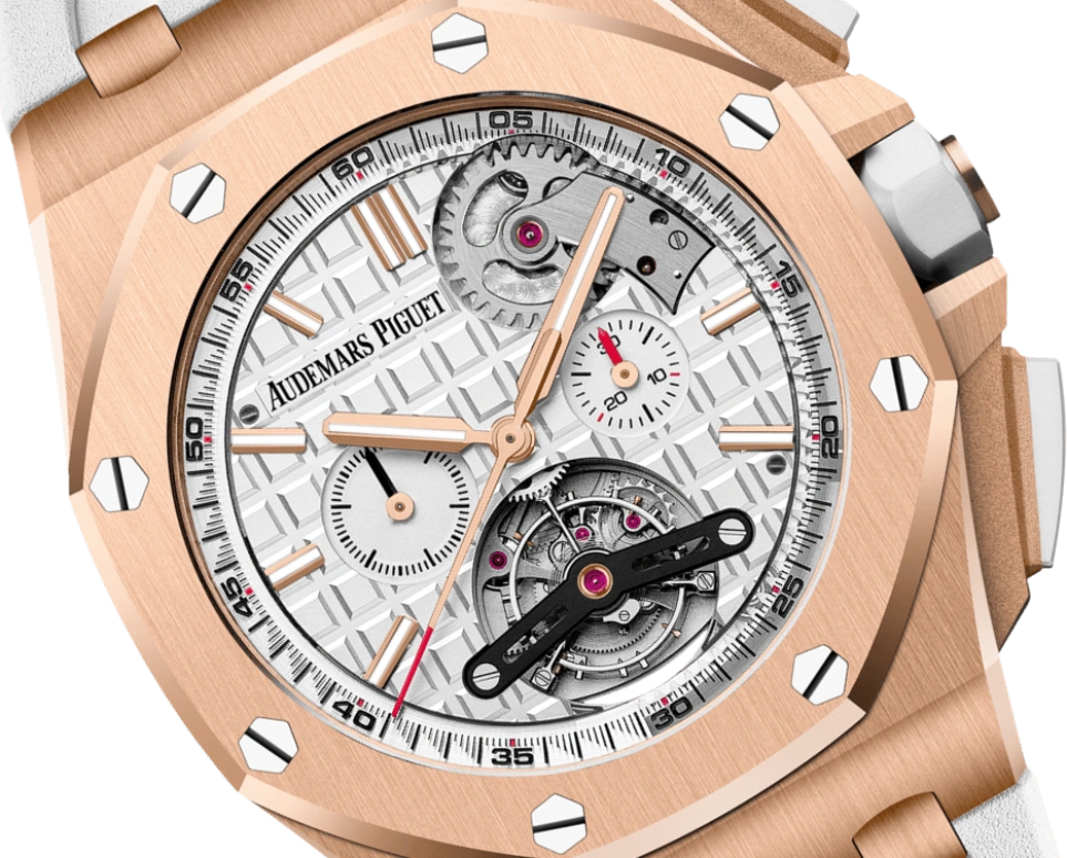 Audemars Piguet,Royal Oak Offshore 44mm,44mm,Pink Gold,Ceramic,White,Silver,Automatic,Chronograph,Tourbillon,26540OR,26540OR.OO.A010CA.01