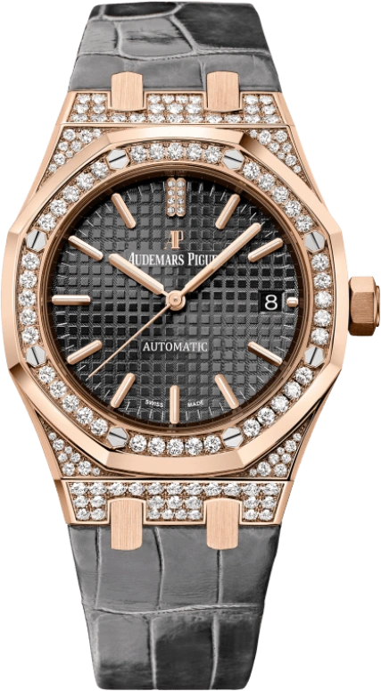 Audemars Piguet,Royal Oak 37mm,37mm,Rose Gold,Grey,Automatic,Day,60hours,15452OR,15452OR.ZZ.D003CR.01